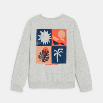 سويت شيرت من الصوف الناعم الملتف باللون الرمادي للأولاد